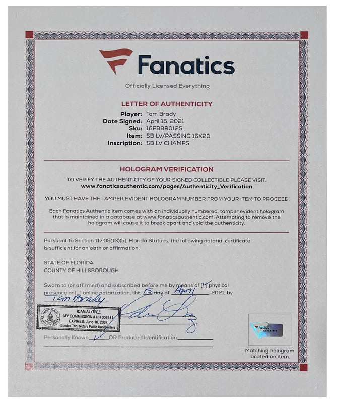 Tom Brady Tampa Bay Buccaneers Autographed 16" x 20" Super Bowl LV Champions Super Bowl LV Action Photograph with "LV CHAMPS" Inscription Fanatics