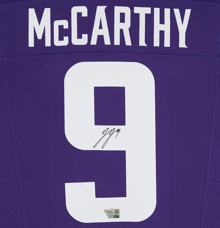 J.J. McCarthy Autographed Minnesota Vikings Purple Nike Limited Jersey Fanatics
