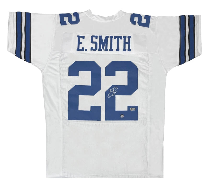 Emmitt Smith Autographed White #22 Custom Jersey Beckett Witnessed