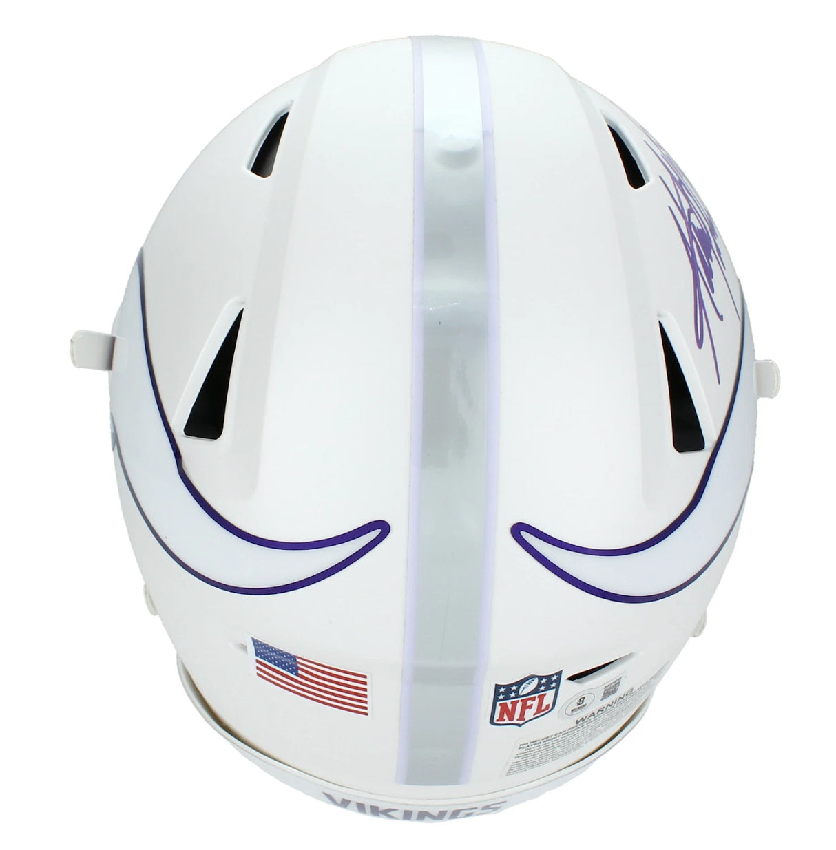 Adrian Peterson Autographed/Inscribed "3X Rushing Yard Leader" Minnesota Vikings White 2024 Alternate Speedflex Authentic Helmet Beckett Witnessed