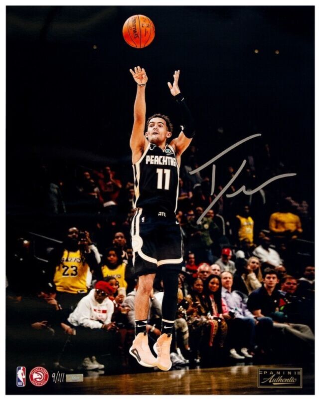 TRAE YOUNG Autographed Atlanta Hawks "Jumper" 16" x 20" Photo PANINI LE 111