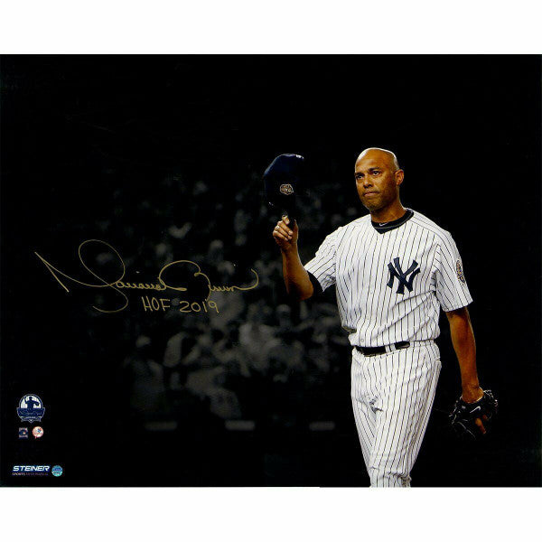 MARIANO RIVERA New York Yankees Autographed / Inscribed "HOF 2019" 'Tip Cap' 16" x 20" Photograph STEINER