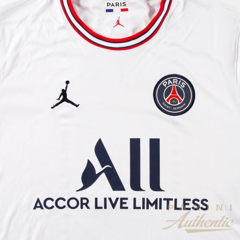 Kylian Mbappe Autographed 2021-22 Paris Saint-Germain Jordan Brand White Alternate Replica Jersey Panini