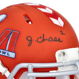 JA'MARR CHASE Autographed SB LVI Logo Speed Mini Helmet FANATICS