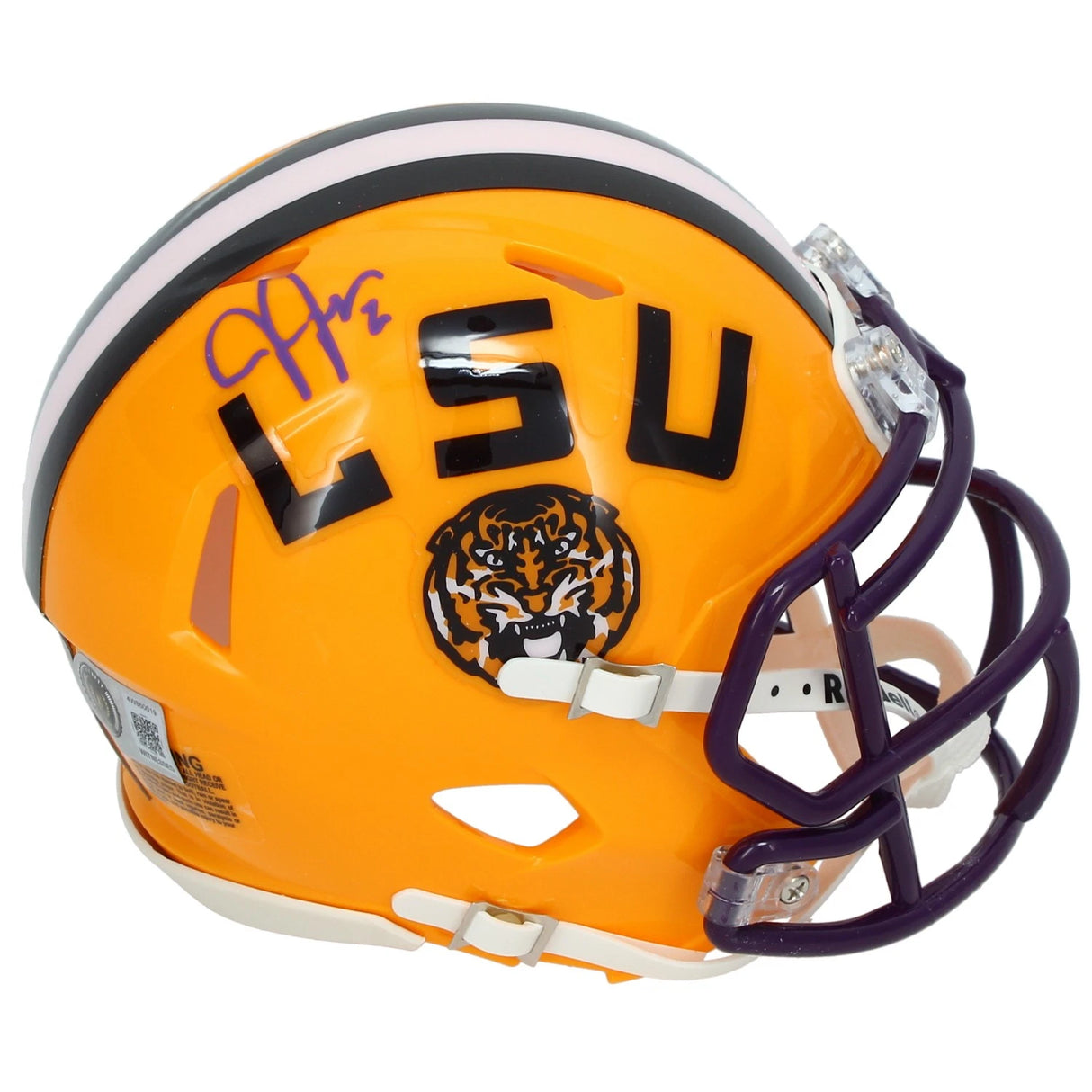 Justin Jefferson Autographed LSU Tigers Yellow Speed Mini Helmet Beckett Witnessed