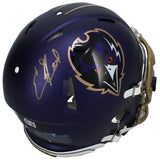 Ed Reed Autographed Baltimore Ravens Purple 2024 Alternate Speed Authentic Helmet with Visor & 3D Bumpers Beckett Witnessed