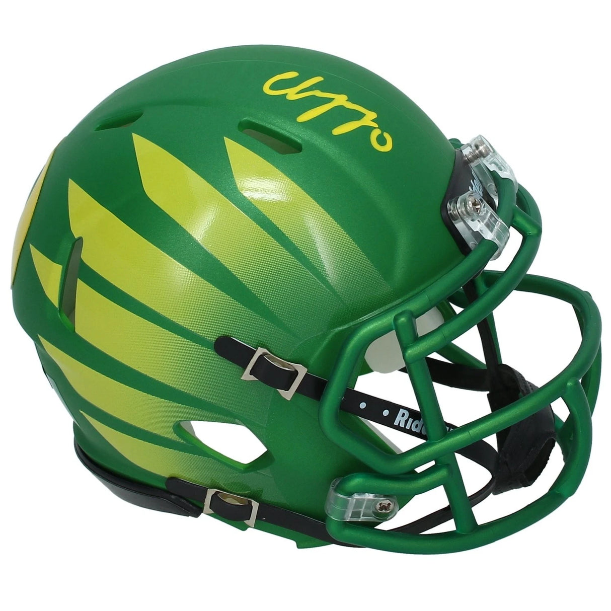 Christian Gonzalez Autographed Oregon Ducks Painted Wings Speed Mini Helmet Beckett Witnessed