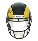 Matthew Stafford Autographed Los Angeles Rams Black Rivalries Speed Authentic Helmet Beckett Witnessed