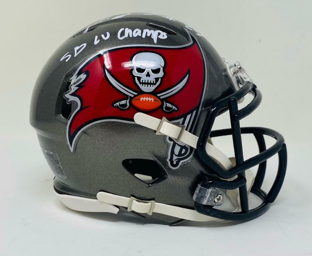 LEONARD FOURNETTE Autographed "SB LV Champs" Tampa Bay Buccaneers SB LV Champions Mini Helmet FANATICS