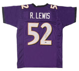 Ray Lewis Autographed Purple #52 Custom Jersey Beckett Witnessed