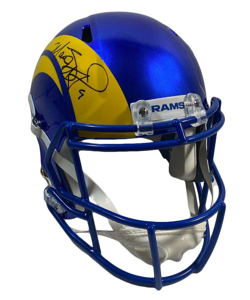 MATTHEW STAFFORD Autographed Los Angeles Rams SB LVI Champs Logo Speed Full Size Helmet FANATICS