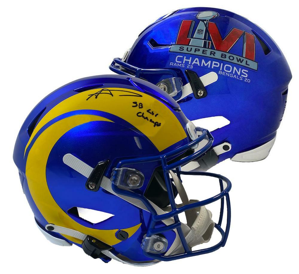 Aaron Donald Autographed/Inscribed "SB LVI CHAMPS" Los Angeles Rams SB LVI Champs Logo Speedflex Helmet Fanatics
