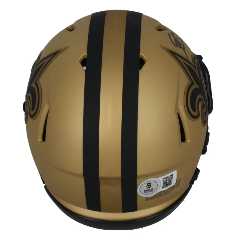 Rashid Shaheed Autographed New Orleans Saints RAVE Speed Mini Helmet Beckett Witnessed