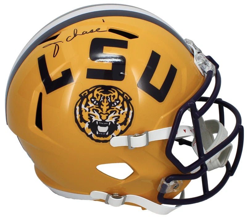 Ja'Marr Chase Autographed LSU Tigers Yellow Speed Full Size Helmet Fanatics