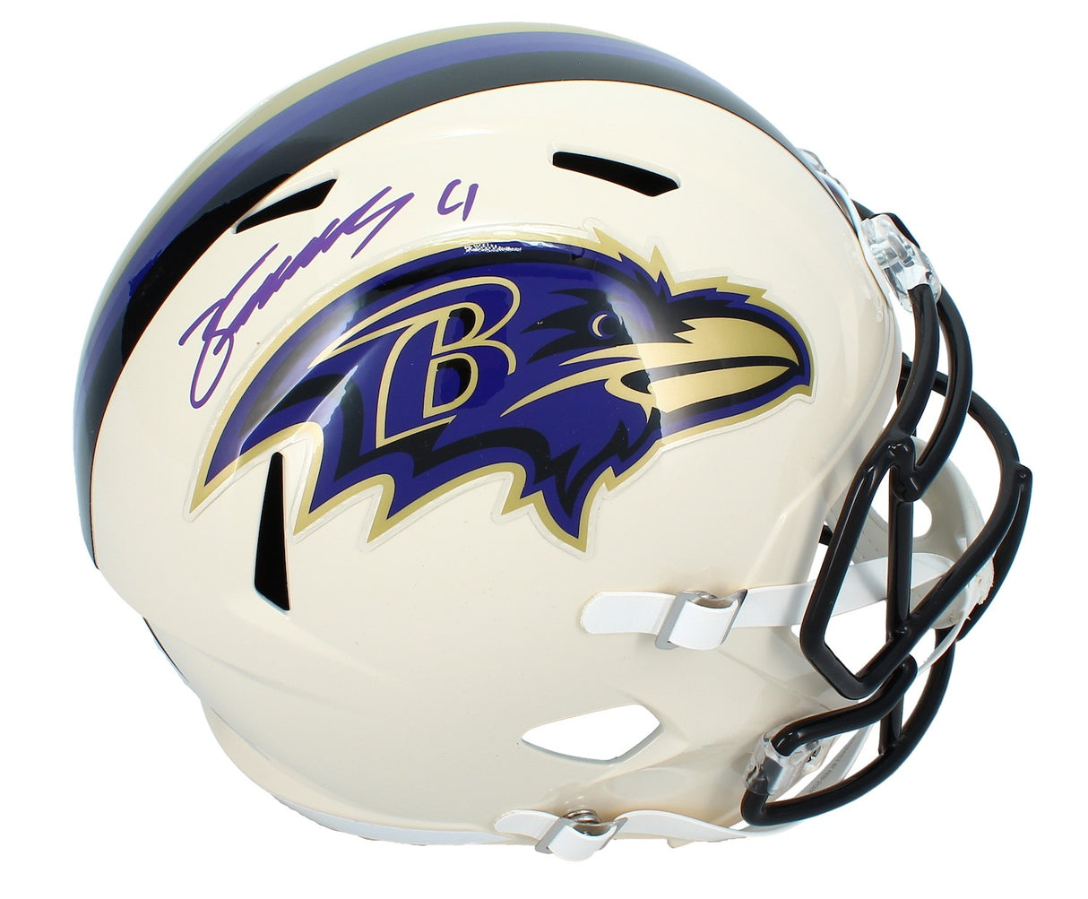 Zay Flowers Autographed Baltimore Ravens RETRO Speed Full Size Helmet Beckett Witnessed