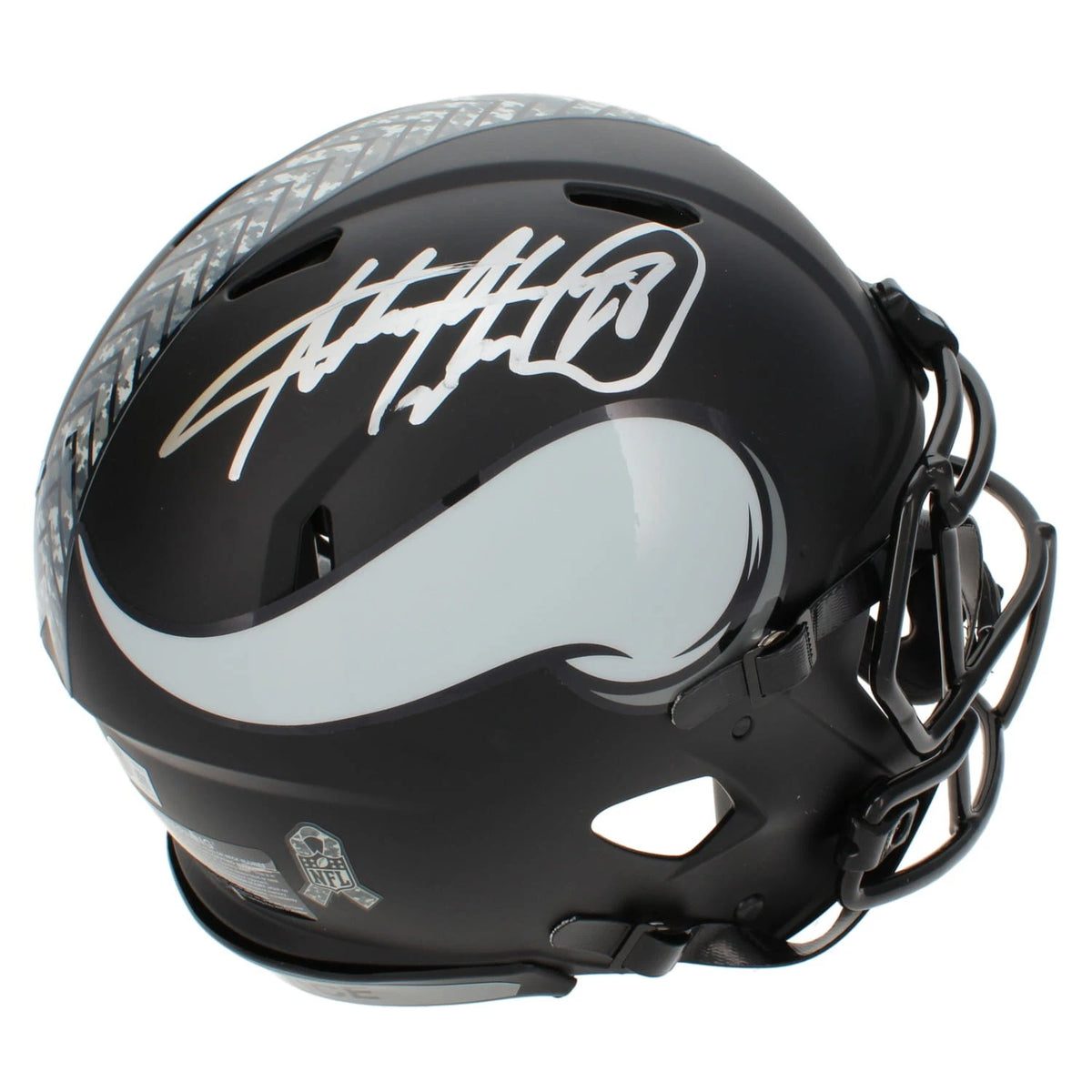 Adrian Peterson Autographed Minnesota Vikings 2026 Salute to Service Speed Authentic Helmet Beckett Witnessed