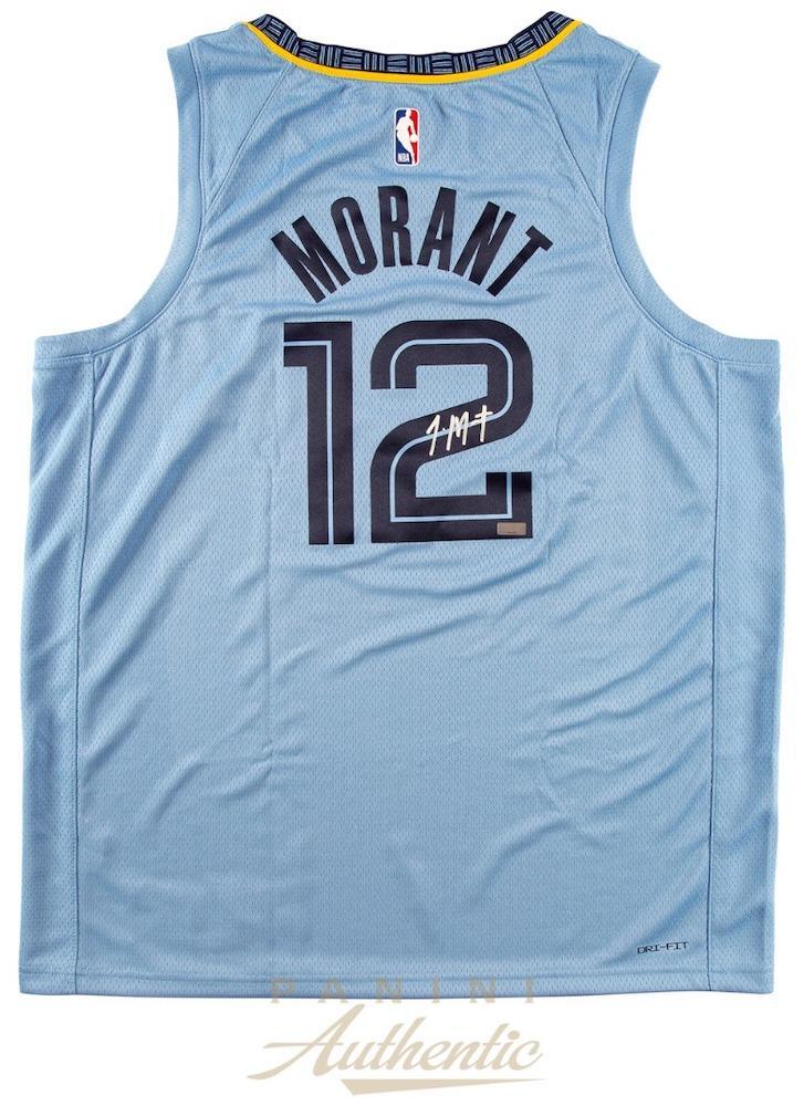 JA MORANT Autographed Memphis Grizzlies Light Blue Jordan Brand Nike Swingman Jersey PANINI