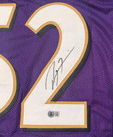 Ray Lewis Autographed Purple #52 Custom Jersey Beckett Witnessed