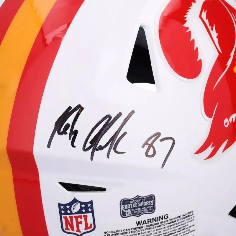 Tom Brady/Rob Gronkowski Dual Autographed Tampa Bay Buccaneers 1976-96 Throwback Speedflex Authentic Helmet Fanatics