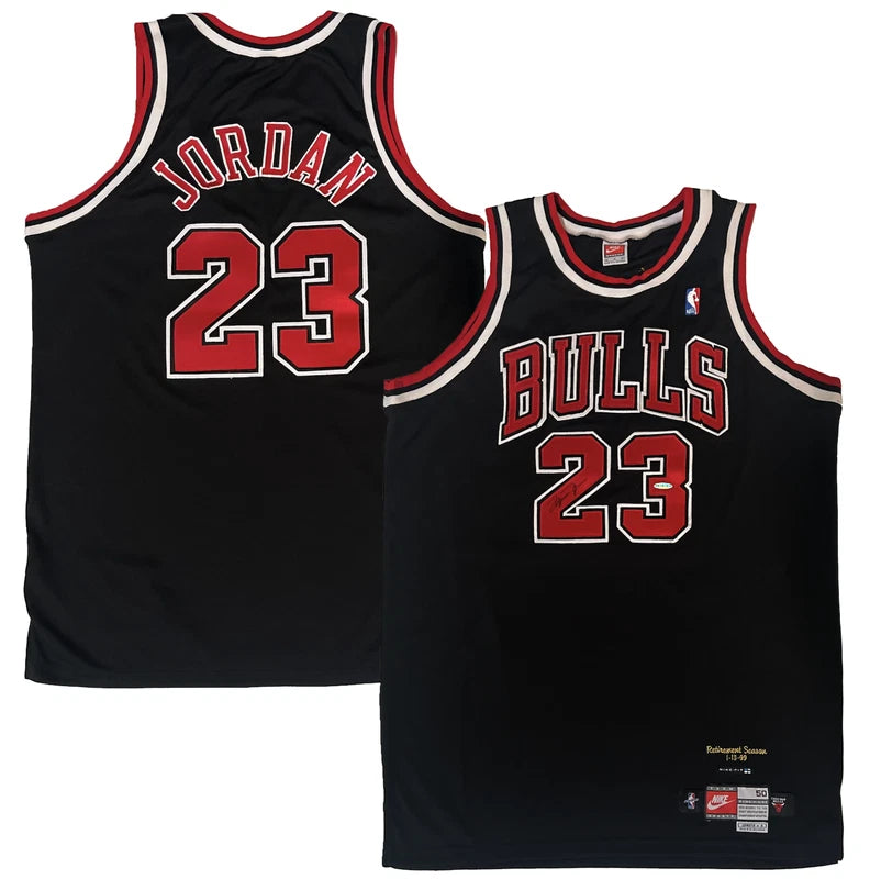 Michael Jordan Autographed Chicago Bulls Black Nike Authentic Jersey with 98/99 Retirement Season Patch UDA