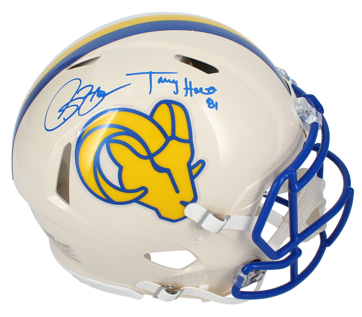 Isaac Bruce/Torry Holt Dual Autographed Rams RETRO Speed Authentic Helmet Beckett Witnessed