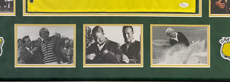 Jack Nicklaus Autographed 2016 Masters Pin Flag Custom Framed Display with Photos JSA