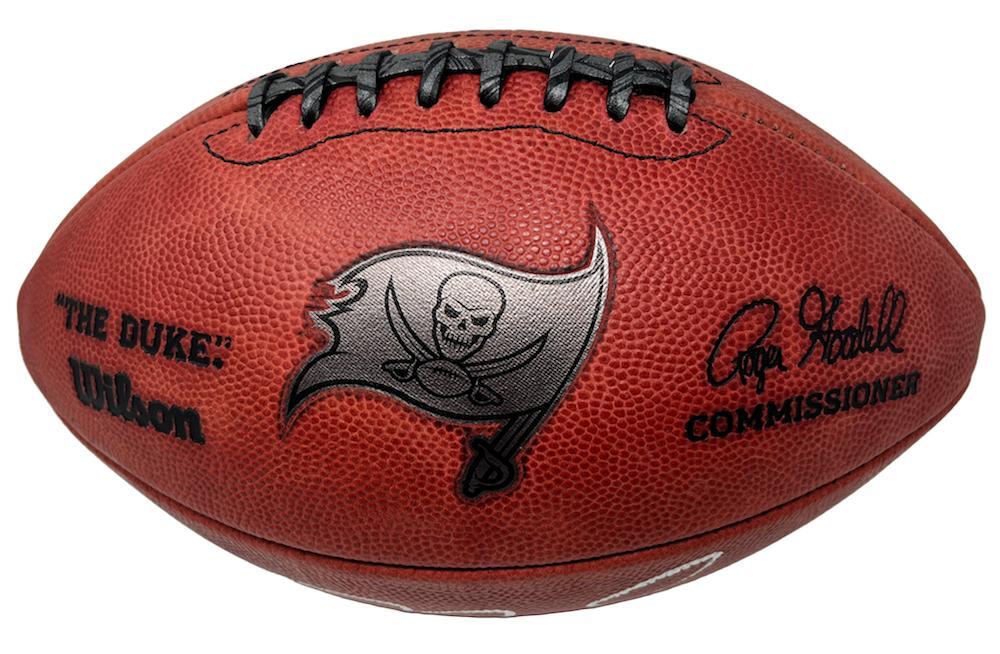 TOM BRADY Autographed/Inscribed "Let's Go" Tampa Bay Buccaneers Metallic Logo Football LE 12/12 FANATICS
