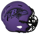 Ray Lewis Autographed Baltimore Ravens RAVE Speed Full Size Helmet Beckett Witnessed