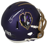 Zay Flowers Autographed Baltimore Ravens Purple 2024 Alternate Speed Mini Helmet Beckett Witnessed