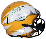Aaron Rodgers autographed New York Jets/Green Bay Packers ECC Custom Painted Ripped Speed Authentic Helmet Fanatics