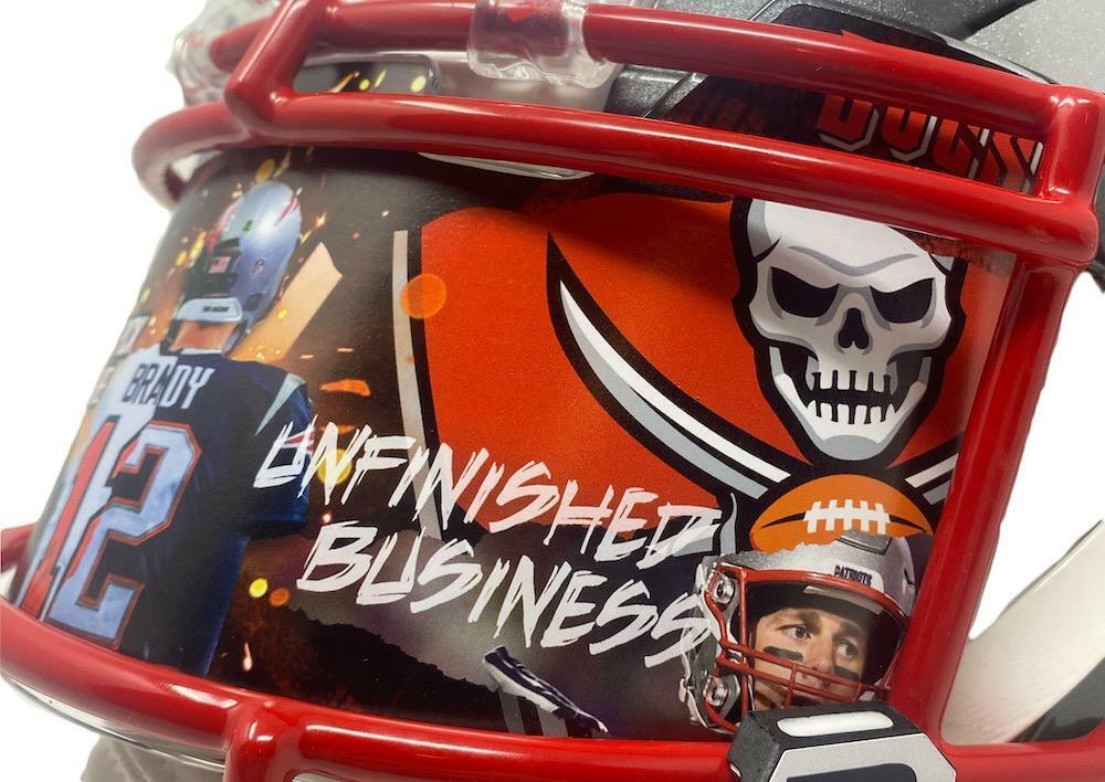 TOM BRADY Autographed New England Patriots/Tampa Bay Buccaneers "Mash Up" Custom Authentic Speed Helmet FANATICS LE 12/12