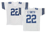 Emmitt Smith Autographed White #22 Custom Jersey Beckett Witnessed