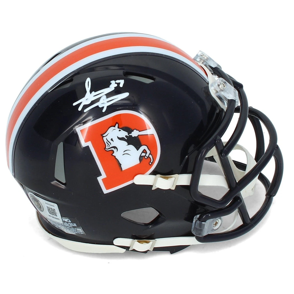 Steve Atwater Autographed Denver Broncos 2022 Color Rush Speed Mini Helmet Beckett Witnessed