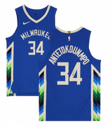 GIANNIS ANTETOKOUNMPO Autographed Milwaukee Bucks Blue Nike 2022-23 City Edition Authentic Jersey FANATICS