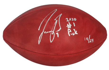 Joe Burrow Autographed/Inscribed "2020 #1 Pick" Cincinnati Bengals Metallic Logo Football Fanatics LE 24