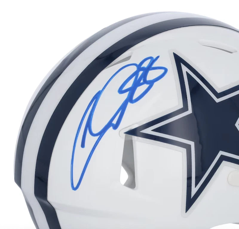CeeDee Lamb Autographed Dallas Cowboys White 2022 Alternate Speed Mini Helmet Fanatics