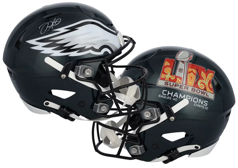 Jalen Hurts Autographed Philadelphia Eagles Super Bowl LIX Champions Logo Speedflex Authentic Helmet Fanatics