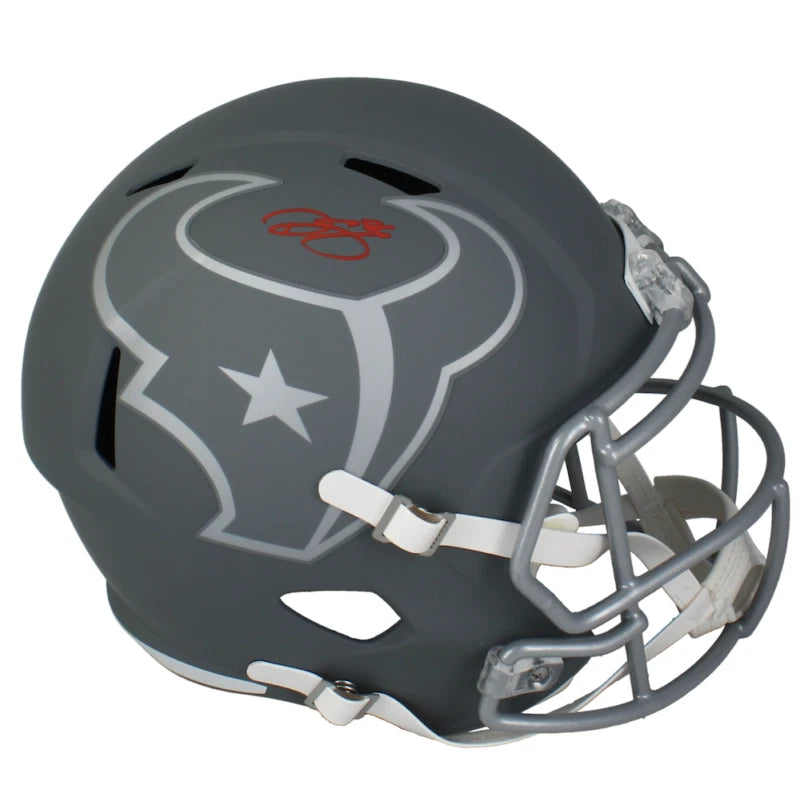 Dalton Schultz Autographed (in Red) Houston Texans Slate Speed Full Size Helmet Beckett Witnessed