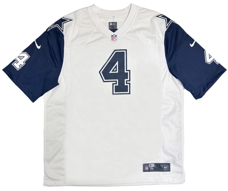 Dak Prescott Autographed Dallas Cowboys Nike White/Navy Alternate Limited Jersey Beckett Witnessed