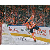 LEON DRAISAITL Autographed Edmonton Oilers Goal Celebration 16" x 20" Photograph FANATICS