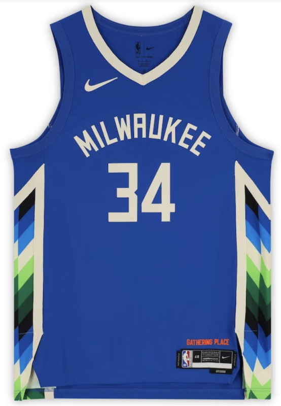 GIANNIS ANTETOKOUNMPO Autographed Milwaukee Bucks Blue Nike 2022-23 City Edition Authentic Jersey FANATICS