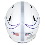Justin Jefferson Autographed Minnesota Vikings White 2024 Alternate Speedflex Authentic Helmet Beckett Witnessed