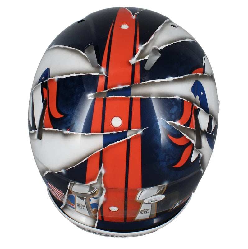 Peyton Manning Autographed Denver Broncos/Indianapolis Colts K22 Custom Painted Rip Speed Authentic Helmet JSA
