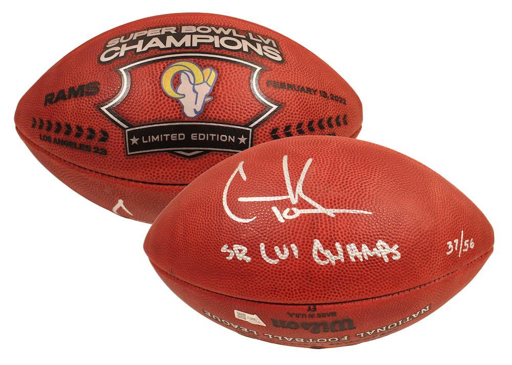 COOPER KUPP Autographed/Inscribed "SB LVI CHAMPS" Los Angeles Rams SB LVI Champions Logo Wilson Duke Authentic Football FANATICS LE 56
