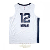 JA MORANT Autographed Memphis Grizzlies White Nike Jersey PANINI