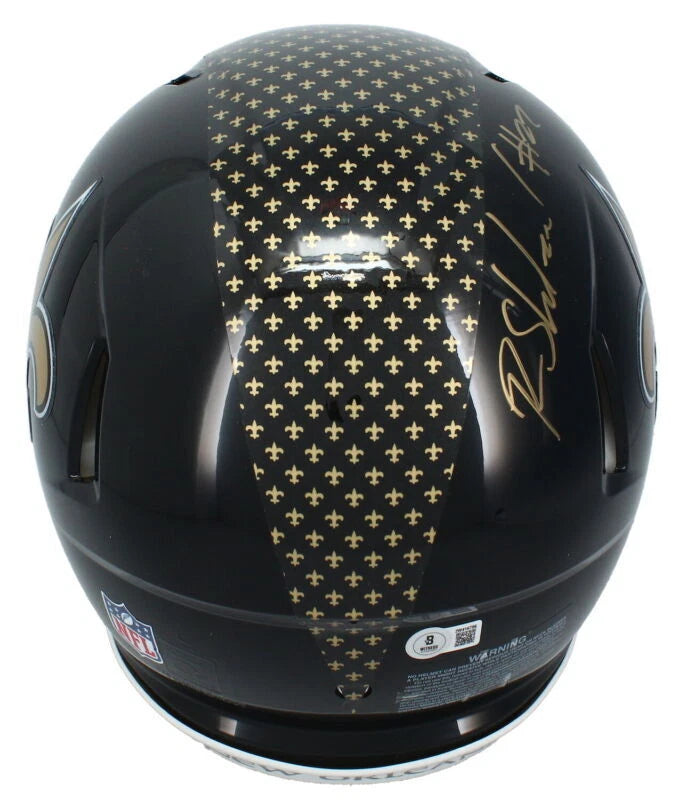 Rashid Shaheed Autographed/Inscribed "WHO DAT!" New Orleans Saints Black 2022 Alternate Speed Authentic Helmet Beckett Witnessed