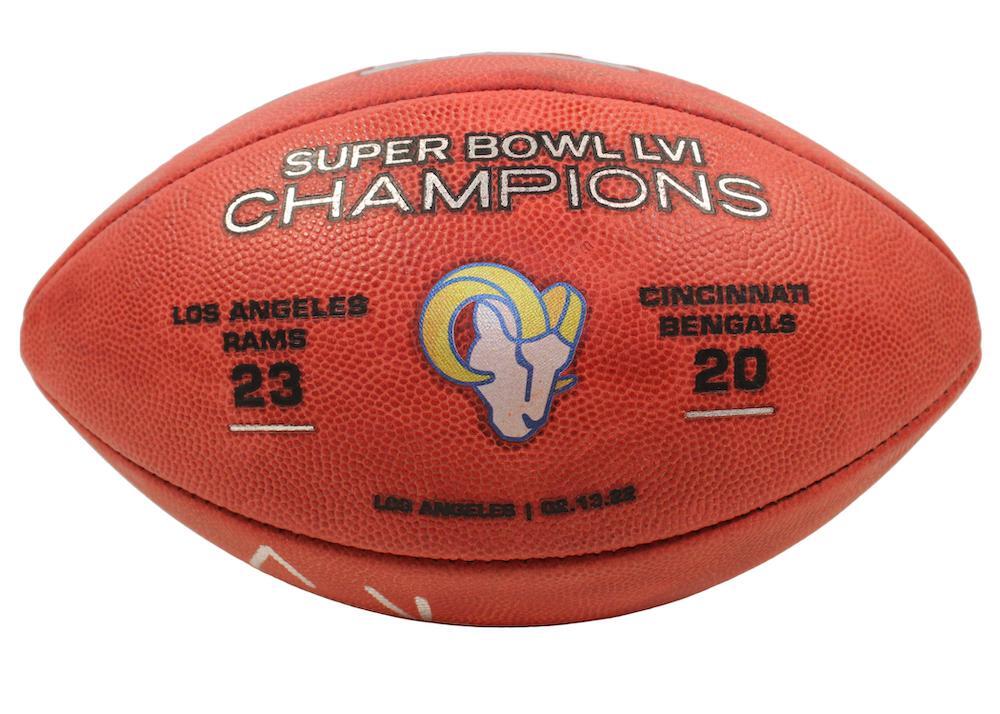 COOPER KUPP Autographed/Multi-Inscribed Los Angeles Rams SB LVI Champions Logo Wilson Duke Authentic Football FANATICS LE 10/10