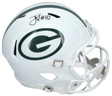 Jordan Love Autographed Green Bay Packers White 2024 Alternate Speed Full Size Helmet Beckett Witnessed
