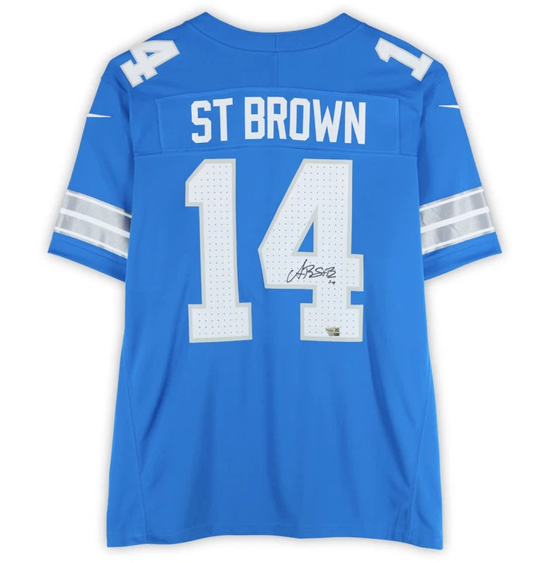 Amon-Ra St. Brown Autographed Detroit Lions Blue Nike F.U.S.E. Limited Jersey Fanatics