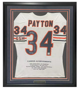 Walter Payton Autographed/Multi-Inscribed Custom Framed Chicago Bears Career Highlights Embroidered Stat Jersey Walter Payton Hologram